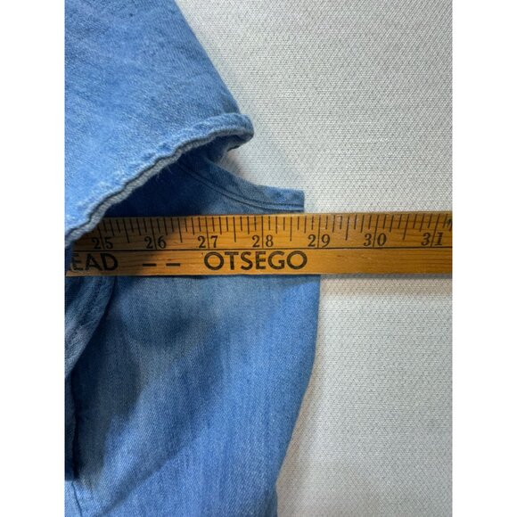 Old Navy Women Chambray Flutter Blouse Denim Sz 3X Blue Lightweight Short Sleeve - Picture 8 of 12
